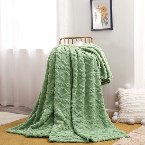 Couverture chaude en peluche lavable en machine pour canapé et lit, couverture pour chambre à coucher, 100X150CM Green (1/2)