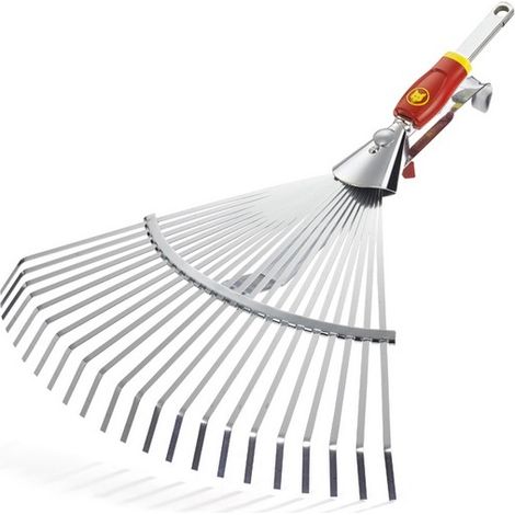 Outils Wolf – Balai à gazon réglable 36-58 cm – 22 dents plates – Acier galvanisé – Pour nettoyage de pelouses et terrains de sport (1/5)