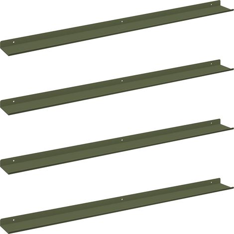 Estante flotante 4 pcs Verde Oliva 100 x 9 x 2,5 cm Acero vidaXL