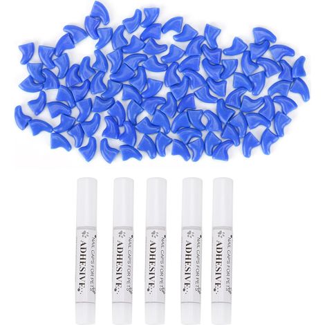 100 Protections Douces pour Griffes de Chat - Capuchons Anti-Rayures pour Chiens et Chats, Bleu (1/5)