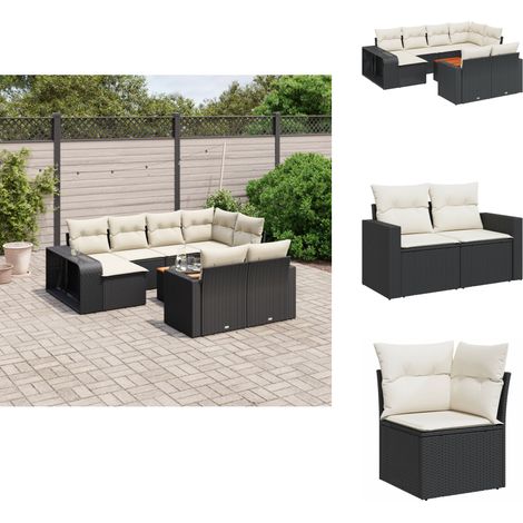 Salon de jardin 11 pcs avec coussins noir résine tressée - Ensemble Salon De Jardin - Mobilier De Jardin - Canapé Extérieur - Table De Jardin - Chaise Lounge (1/5)