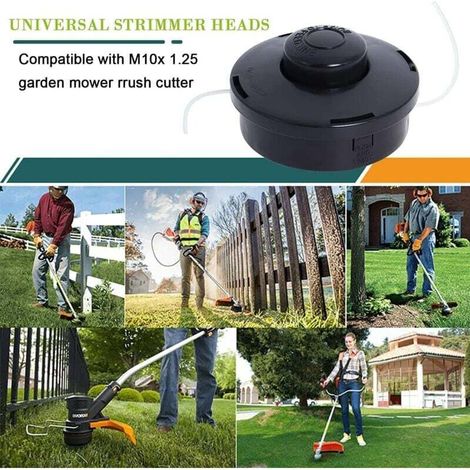 Têtes de débroussailleuse universelles M10 x 1,25, tête de bobine universelle pour débroussailleuse thermique, compatible avec les coupe-bordures électriques et les débroussailleuses thermiques de jar