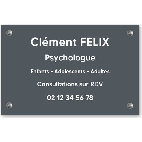 Plaque professionnelle personnalisée en PVC pour psychologue, sophrologue - 1 à 5 lignes de texte - Format 30 x 20 cm