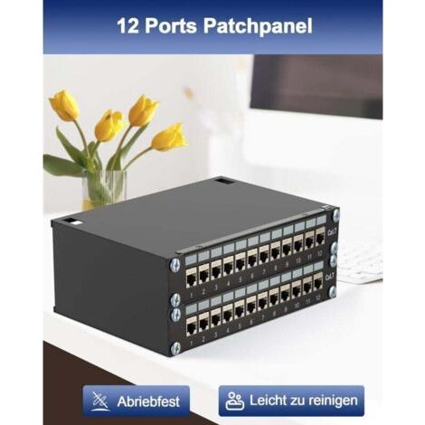 NALOOKAMIC Panneau de brassage LAN Switch 12 ports Cat 7 10\