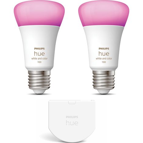 Philips Hue Kit d'extension E27 avec 2 Ampoules Standard Lumière blanche et colorée - Incl. 1 Interrupteur mural - White and Color Ambiance (1/5)