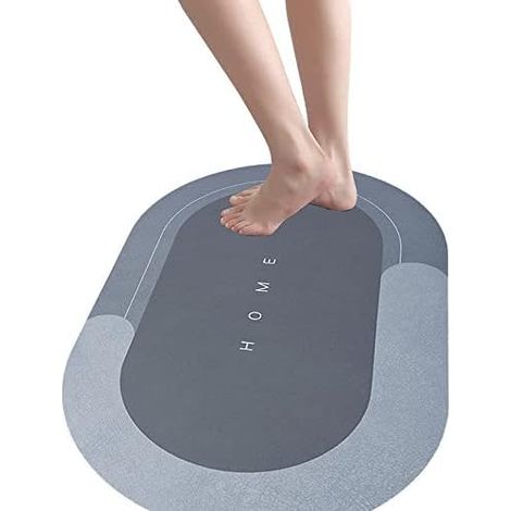 Tapis de bain absorbant et antidérapant, tapis de douche et de salle de bain, tapis de bain antidérapant, tapis de bain doux, tapis de salle de bain (40 x 60 cm, rond - bleu) (1/5)