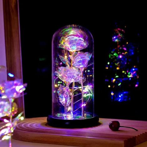 Rose éternelle verre lumière galaxie papillon 3D LED cadeau romantique femme Saint-Valentin coloré A (1/5)