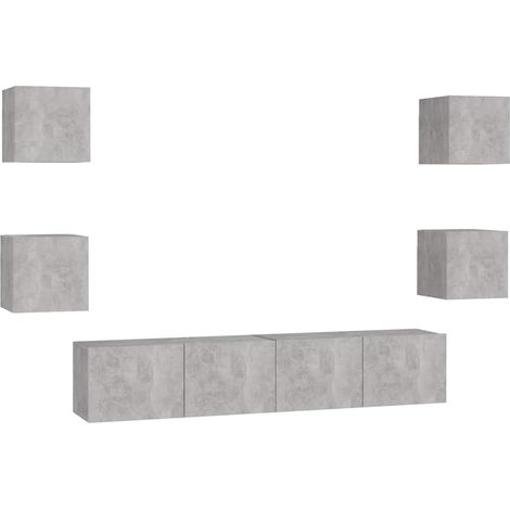 Maison Exclusive - Set di Mobili Porta TV 6 pz Grigio Cemento in Legno Multistrato (1/5)
