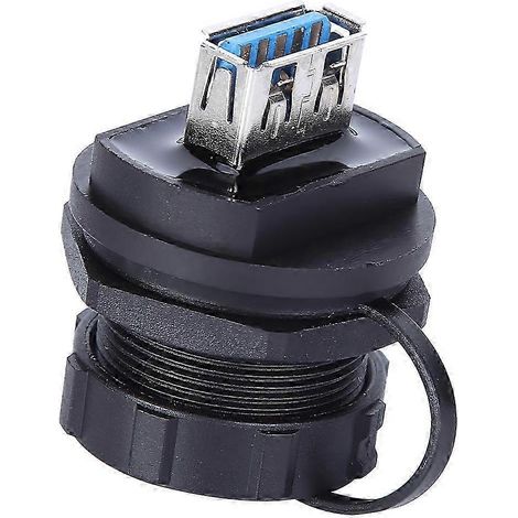 Connecteur USB étanche USB3.0 double femelle avec capuchon antipoussière, contact en cuivre, isolateur PA66, protection IP67, résistant à l'eau et à la poussière (1/4)