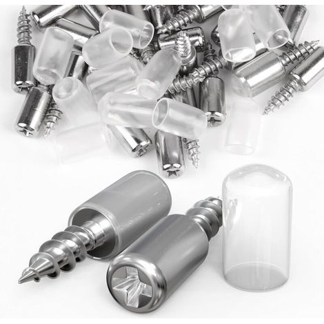 120 Pcs Taquet Étagère ø7,5 mm avec Protection en Caoutchouc Transparent, Étagère Broches avec Vis Autotaraudeuse M4, Support Étagère pour Armoire Étagère, Supporte Jusqu'à 20 kg (1/5)