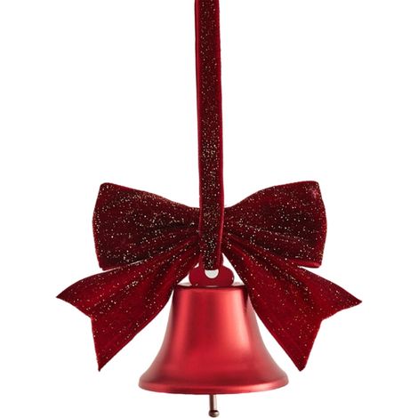 Bow - Iron - Red Glitter - With Bell - For Christmas Tree Wreath Gift Wrapping - 17x13 cm - 1 Piece (1/5)
