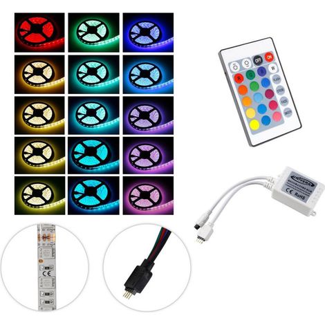 TRADE SHOP - Striscia A Led Rgb 5 Mt Metri 300 Smd 5050 Bobina Strip Adesiva Con Telecomando - (1/4)
