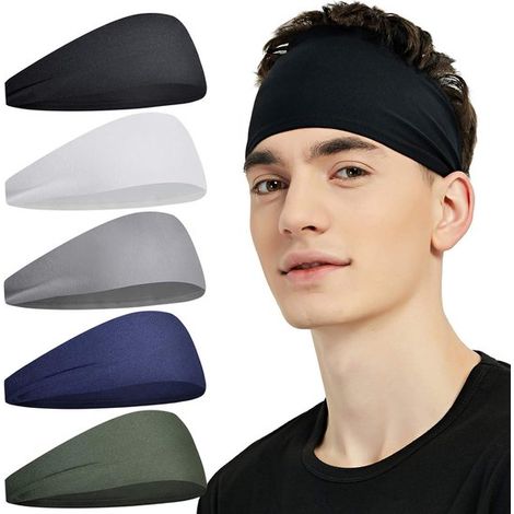Cintas para la cabeza deportivas. Aptas para hombres (paquete de 5). Cintas para la cabeza de entrenamiento que absorben la humedad. Cintas para