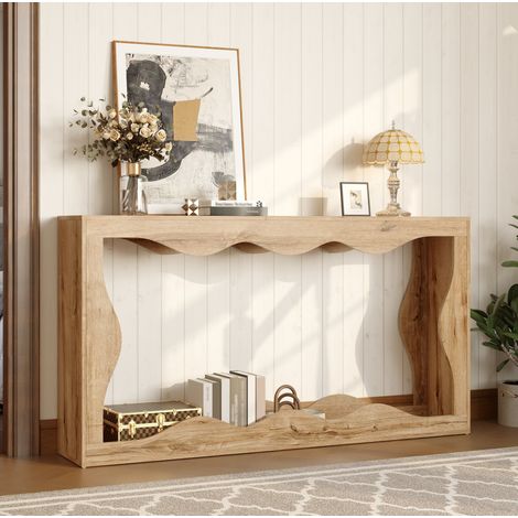 Konsolentisch mit 2 Ablagen Holzoptik 160,5x30x86,5 cm OKMYHOME (1/5)