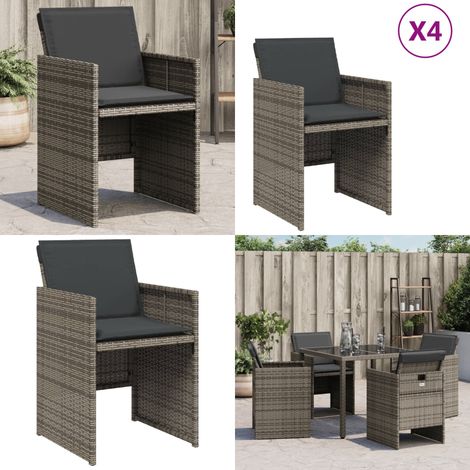 Chaises de jardin avec coussins lot de 4 gris résine tressée - Chaise De Jardin - Fauteuil De Jardin - Mobilier De Jardin - Résine Tressée - Rotin Synthétique - Home & Living (1/5)