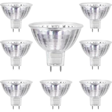 Ampoules Halogènes - MR16 - 12V 50W - Blanc Chaud - Dimmable - 8 Pièces (1/4)