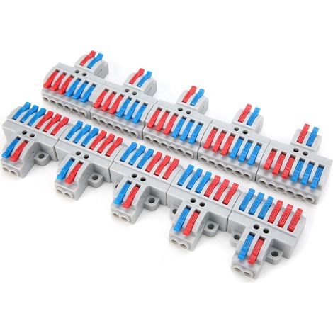 Connecteurs à 10 fils, 2 entrées, 6 sorties avec trou fixe, bornier à connexion rapide pour répartiteur 4 mm, 600 V (1/5)