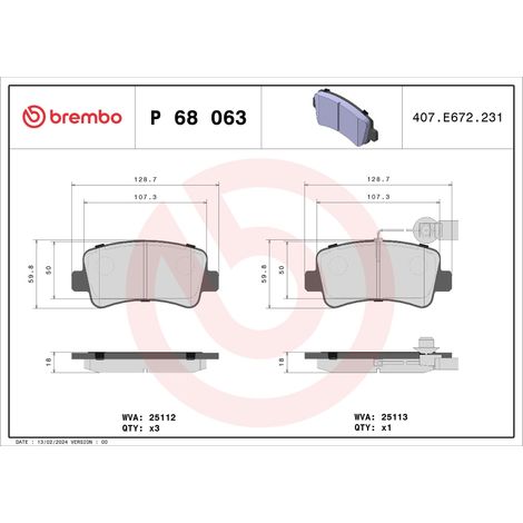 PLAQUETTES DE FREIN ARRIÈRE BREMBO P68063