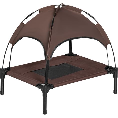 CHICFURN Cama elevada para perro 61 x 46 x 62 cm metal color café con dosel, exterior (1/5)