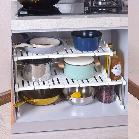 TRADE SHOP - Mensola Sovrapponibile Salvaspazio Organizer Impilabile Armadio Mobili 65x24x30 -