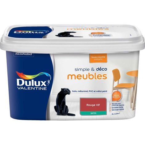 Peinture De Rénovation Simple & Deco Meubles Satin Rouge Vif 2 L - Dulux Valentine