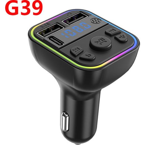 Nouveau lecteur MP3 mains libres Bluetooth G40 pour voiture, transmetteur FM pour voiture, chargeur de voiture double USB Bluetooth TYPE-C -- G39 (1/3)