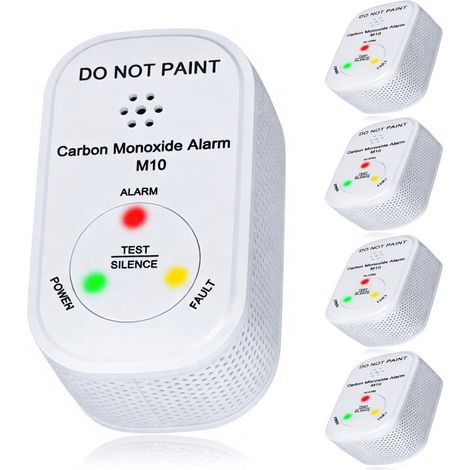 NEMAXX® M10 Mini Rilevatore CO Set da 5 – Rilevatore di Monossido di Carbonio per Interni con Batteria Integrata,Sensore Elettrochimico,Durata del Prodotto 10 Anni,Allarme 85dB,Test/Silence,EN 50291-1