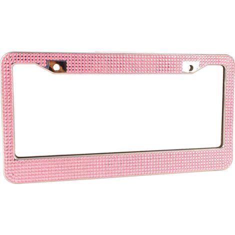 Lot de 2 supports de plaque d'immatriculation à strass roses pour femmes (1/5)