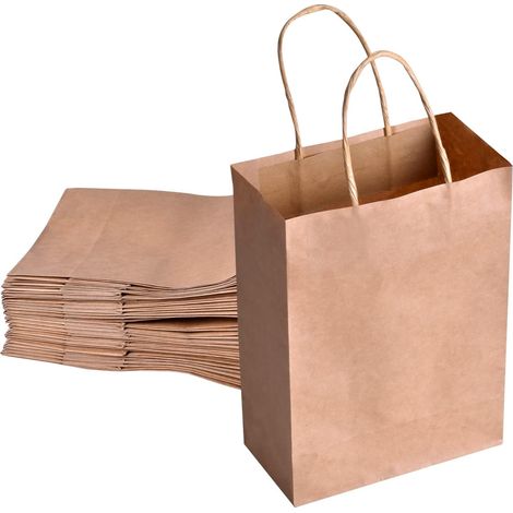 Sac Cadeau - Papier Kraft Épais - Poignées Torsadées - Pour Fêtes Enfants Mariage Noël - 10 Pièces
