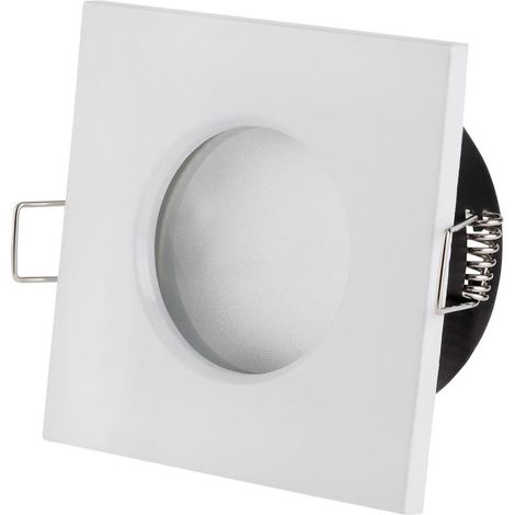 Trade Shop - Apoyo Porta Faretto Da Incasso Lampadine Led Mr16 Par16 Quadrato Bianco 75mm - (1/3)