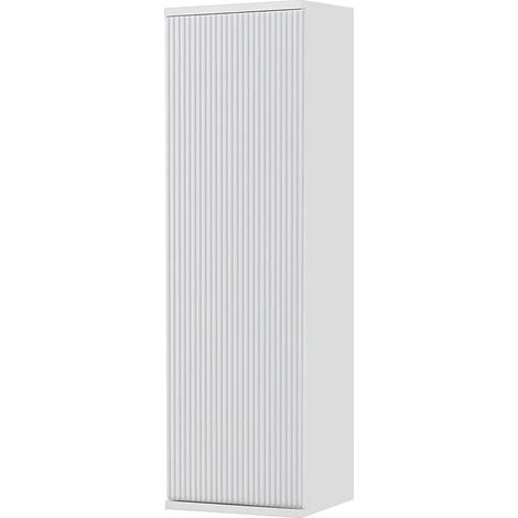 Colonna bagno sospesa 33 cm bianco cannettato con ripiani Wise (1/4)