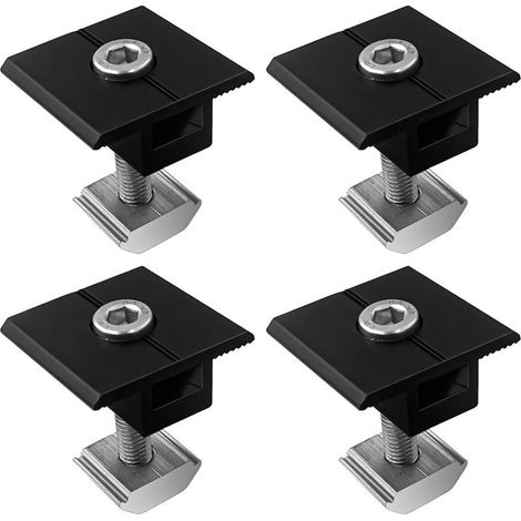 4 Pièces Support de Panneau Solaire,Pinces Centrales en Aluminium 30 mm,Support Montage Panneau Solaire en T pour Camping Car Panneau Photovoltaïque Toit Plat,Avec Ecrous et Boulon (1/5)
