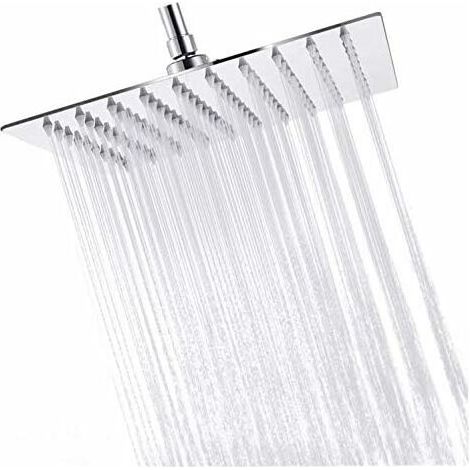 Shower Head, Ultra-Fine Hand Shower, Square 304 Stainless Steel Shower Head with Silicone Jets, Bathroom Accessories, High Pressure & Water Saving (20CM) (1/5)