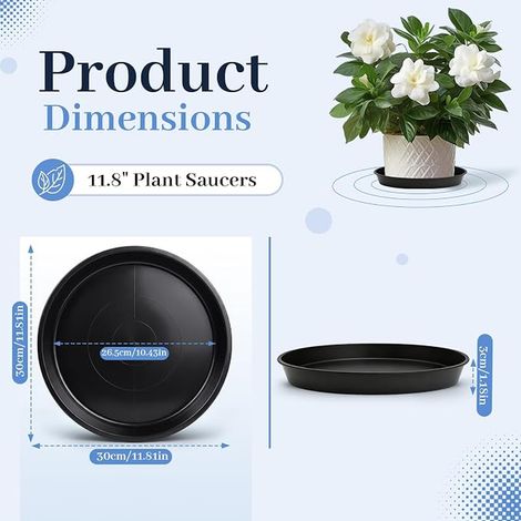 Set of Plant Pot Saucers 30 cm Round Plastic Pot Coasters (1/4)