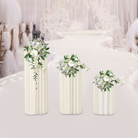 3tlg Hochzeit Mittelstücke Karton Vasen Blumen Vase Tische Zylinder Ständ Dekor