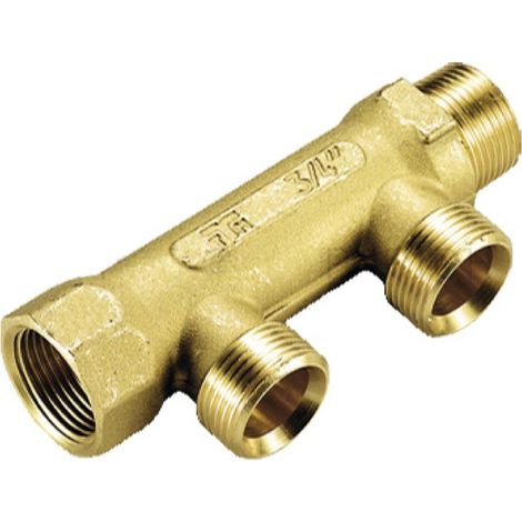 COLLETTORE LINEARE IN OTTONE PER RISCALDAMENTO MASCHIO FEMMINA - 11/4G X 3/4(18) - 4 VIE - TIM