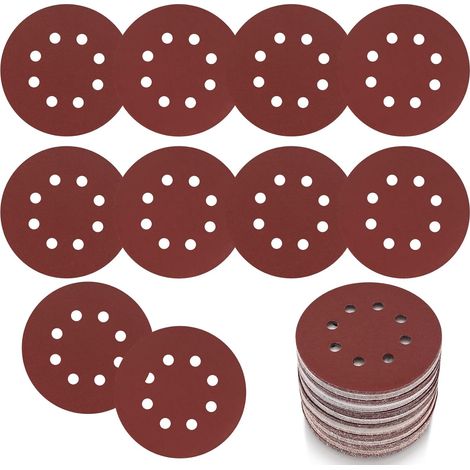 15 Pièces Disques Abrasifs 125 mm/5 Pouces, Disque de Ponçage Grain 240, Papier Abrasif 8 Trous, Feuilles Abrasives pour Ponceuse Orbitale Aléatoire Murale