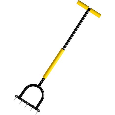 Aérateur manuel de pelouse à 10 pointes, noyaux en acier robustes, outil de desserrage, aérateur de carottage de pelouse pour compacté, cour, jardin manuel