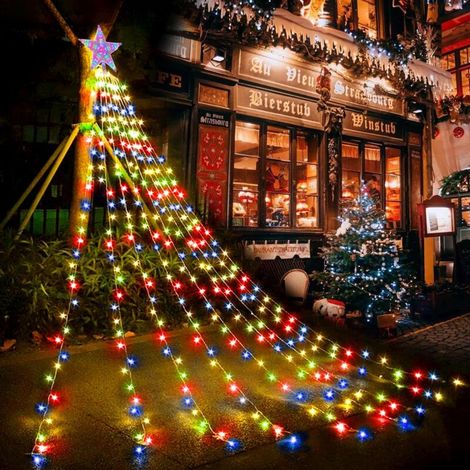 LED-Weihnachtsbaum-Lichterkette mit Stern, 9 x 2 m USB-Weihnachtsbaum-Dekorationslichter, 8 Beleuchtungsmodi, Lichterkette mit Fernbedienung für den Innen- und Außenbereich (Mehrfarbig)