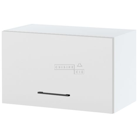 Meuble haut SLIM de cuisine Lovia Blanc Mat 1 porte relevable L 60 cm - Porte avec poignée apparente White (1/3)
