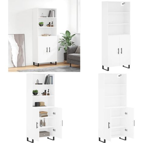 Highboard Weiß 69,5x34x180 cm Holzwerkstoff - Sideboard - Hochschrank - Wohnraumorganisation - Regal - Weißer Schrank - Home & Living (1/5)