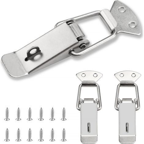 CCYKXA 3-Piece Lever Latch Set, Spring-Loaded Latch, 112mm Toggle Latch with Hook, for Boxes, Drawers, Cabinets, Toolboxes, with 12 M4x16 Screws (1/5)