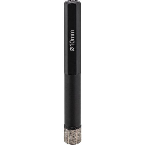 Couronne de perçage à sec pour carrelage Soldia Ø 10 mm, porte-outil 6 pans, refroidissement intégré