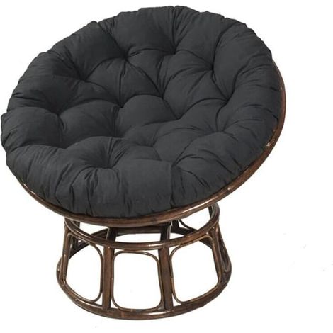 Coussins de chaise ronds, doux épais coussin fauteuil papasan, coussin fauteuil rotin pour jardin extérieur, balcon et salon, noir, 60 cm Crezuo (1/4)