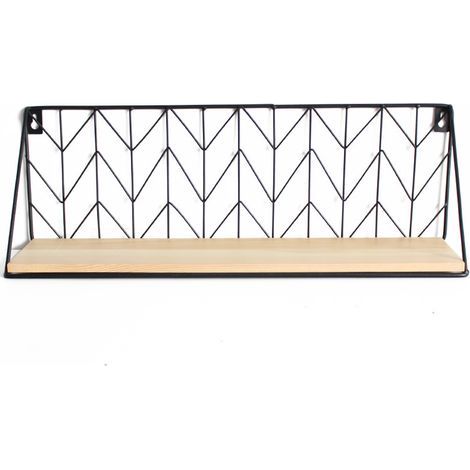 Support d'étagère - Étagère murale décorative en fer forgé noir - Support de rangement - 45 x 11 x 14 cm (1/4)