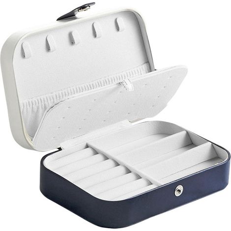 Schmuckaufbewahrungsbox aus PU-Leder, Organizer für Halsketten, Ohrringe, Ringe, Armbänder