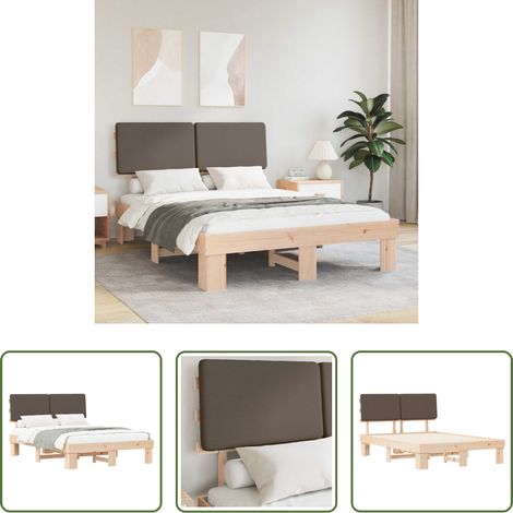 Kopfteil - Bettgestell mit gepolstertem Kopfteil Taupe 120 x 190 cm (1/5)