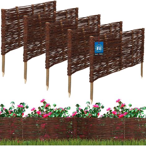 Clôture de jardin en osier – Bordure naturelle 60 x 30 cm – Lot de 5 – Résistante aux intempéries et aux UV (1/5)