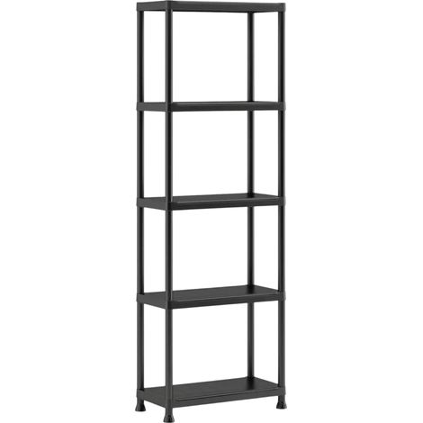 Keter Plus Regal 60/5 – 60×30×174 cm – Schwarz – Kunststoff – 5 Böden à 20 kg Tragkraft – Werkzeugfreie Montage – Wandbefestigung (1/4)