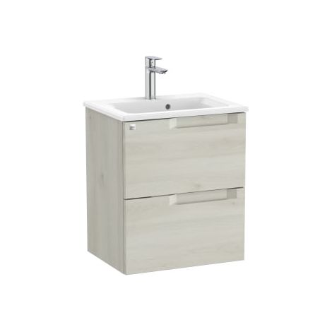 MUEBLE COMPACTO 500MM ALEYDA 2 CAJONES + LAVABO 380MM BLANCO MADERA